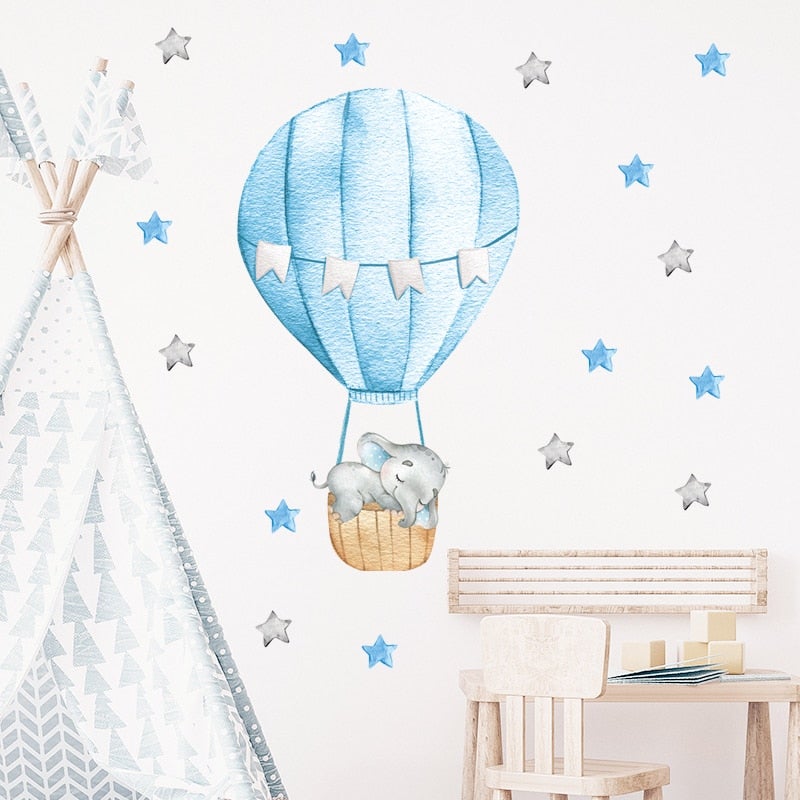 BabyElephant™ autocollants muraux en forme d'éléphant et de lune pour chambre de bébé | bébé - Club bébé - maman
