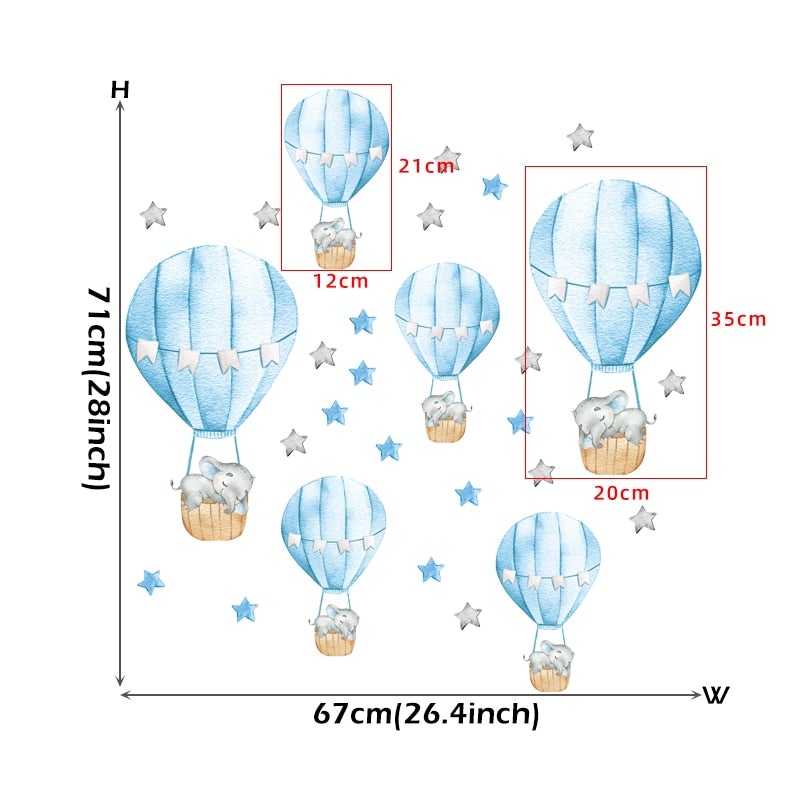 BabyElephant™ autocollants muraux en forme d'éléphant et de lune pour chambre de bébé | bébé - Club bébé - maman